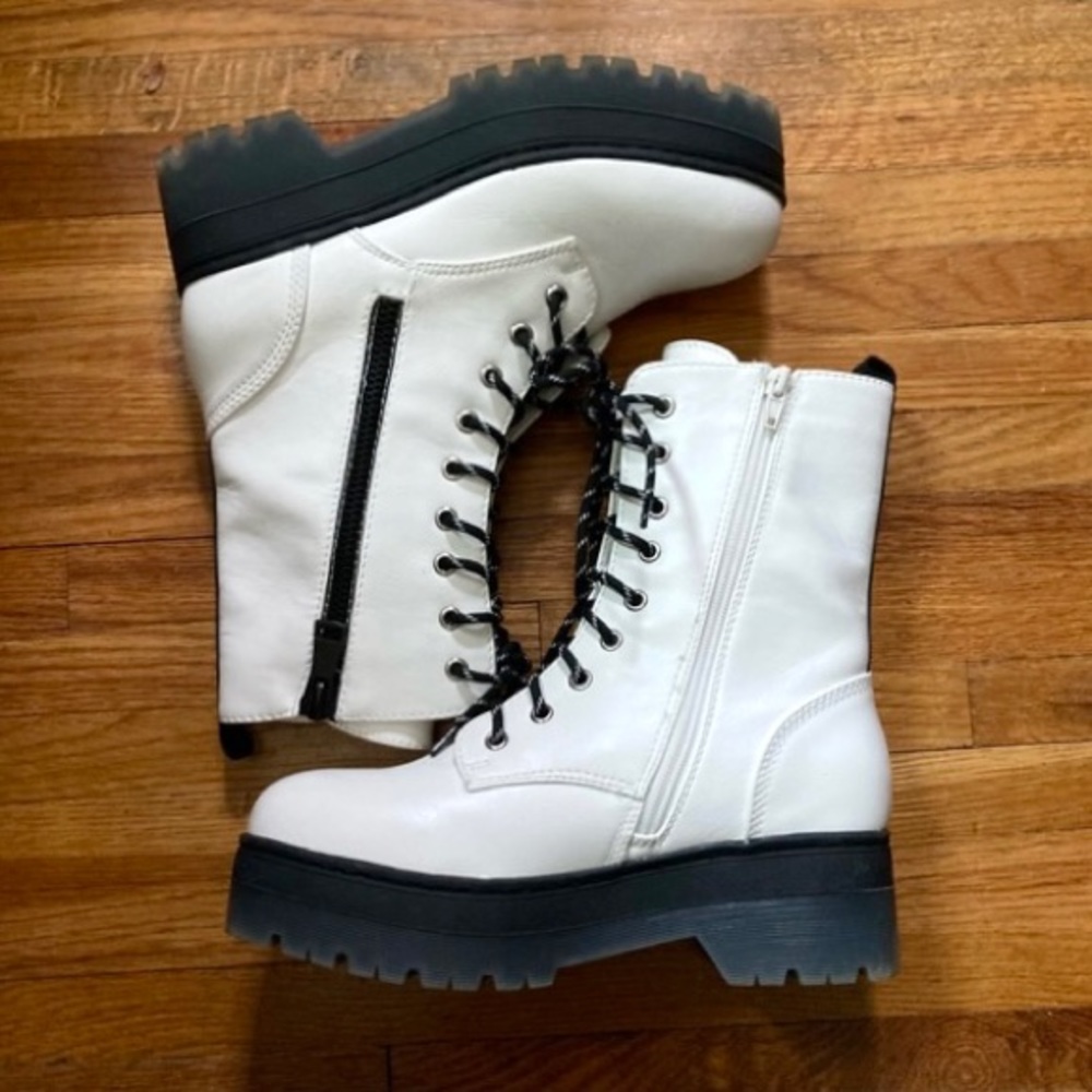 Mia Colin White Platform Combat Boot - image 1